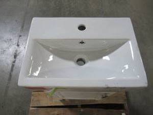 lot 300 image: Home Decorators Collection Arvesen 18 in. W x 12 in. D Vanity in White with Ceramic Vanity Top in White with White Sink Arvesen 18W