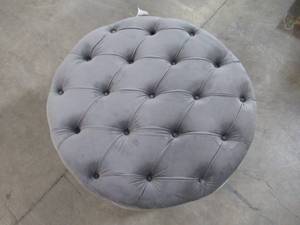 lot 301 image: Noble House Aaden Grey New Velvet Tufted Ottoman 11461