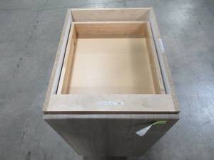 lot 311 image: Hampton Bay Designer Series Edgeley Assembled 18x34.5x23.75 in. Base Kitchen Cabinet in Driftwood B18-EDDW