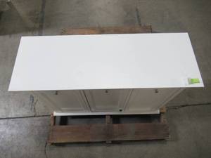 lot 329 image: Home Decorators Collection Hampton Harbor 37 in. Triple Tilt-Out Hamper in White 2601330410