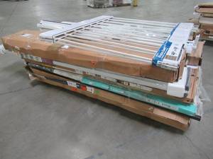 lot 110 image: WHOLESALE MIXED PALLET OF MISCELLANEOUS STORM DOORS, INTERIOR DOORS AND WINDOW GUARDS