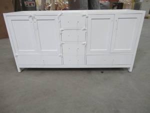 lot 115 image: Virtu USA Caroline Madison 72 in. W x 22 in. D Vanity in White, GD-28072-AWSQ-WH-NM.