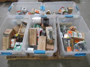 lot 217 image: WHOLESALE MIXED PALLET OF MISCELLANEOUS FASTENERS (Pallet can include, nails, screws, bolts, anchors, toggles and more)