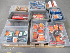 lot 219 image: WHOLESALE MIXED PALLET OF MISCELLANEOUS FASTENERS (Pallet can include, nails, screws, bolts, anchors, toggles and more)