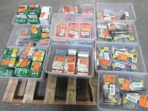 lot 224 image: WHOLESALE MIXED PALLET OF MISCELLANEOUS FASTENERS (Pallet can include, nails, screws, bolts, anchors, toggles and more)
