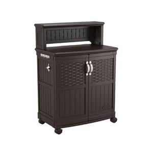 lot 125 image: Suncast Patio Storage and Prep Station, BMPS6400 - Slightly dented door panel.