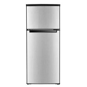 lot 248 image: Magic Chef 4.5 cu. ft. Double Door Mini Refrigerator in Stainless Look, HMDR450SE - Slight Scratch and Dent.