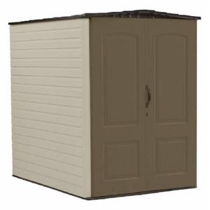 lot 405 image: Rubbermaid Big Max 5 ft. x 6 ft. Plastic Shed, 197672 - OPEN BOX - MAY BE MISSING OR HAVE DAMAGED PARTS.