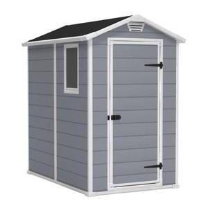 lot 406 image: Keter Manor 4 ft. x 6 ft. Outdoor Storage Shed 212917 - OPEN BOX - MAY BE MISSING OR HAVE DAMAGED PIECES.