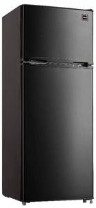 lot 247 image: RCA 7.5 Cu. Ft. Top Freezer Refrigerator, RFR741 (Black), RFR741. Slight Scratch and Dent.
