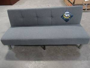 lot 124 image: Serta Gray BenchFuton With Power Strip (2 Outlets) and 2 USB Ports.