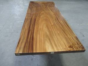 lot 7 image: Solid Wood Rectangle Walnut Dining Table (104422364) With Metal T Bases (MTBD) Approximate Dimensions 104 x 42 x 2 12 - LOW RESERVE OF $900.00.