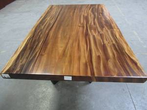 lot 5 image: Solid Wood Live Edge Walnut Dining Table (60362362) With Metal T Bases (MTBD). Approximate Dimensions 60 x 34 x 2 14 - LOW RESERVE OF $400.00