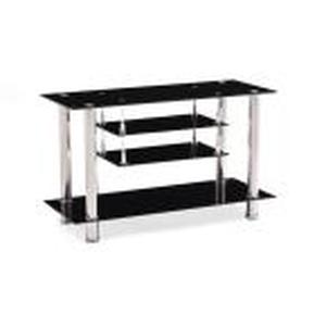 Hodedah 39 in. Black Glass TV Stand Fits TVs Up to 42 in. with Built-In Storage