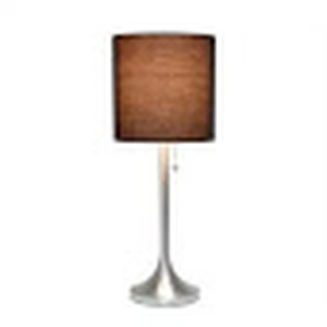 Tapered Desk Lamp with Fabric Drum Shade BlackSilver - Simple Designs