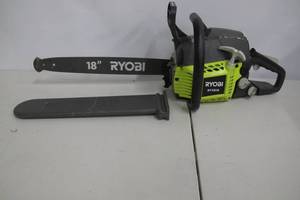 lot 56 image: Ryobi-18 in. 38cc 2-Cycle Gas Chainsaw with Heavy Duty Case