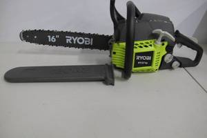 lot 57 image: Ryobi-16 in. 37cc 2-Cycle Gas Chainsaw with Heavy-Duty Case.