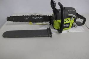 lot 59 image: Ryobi-18 in. 38cc 2-Cycle Gas Chainsaw with Heavy Duty Case.