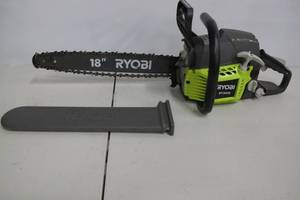 lot 62 image: Ryobi-18 in. 38cc 2-Cycle Gas Chainsaw with Heavy Duty Case.