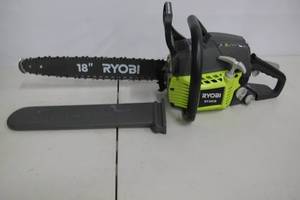 lot 63 image: Ryobi-18 in. 38cc 2-Cycle Gas Chainsaw with Heavy Duty Case.