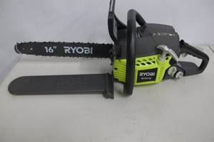 lot 65 image: Ryobi-16 in. 37cc 2-Cycle Gas Chainsaw with Heavy-Duty Case.