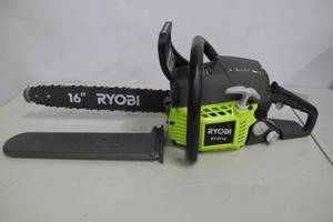 lot 66 image: Ryobi-16 in. 37cc 2-Cycle Gas Chainsaw with Heavy-Duty Case.