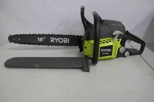 lot 67 image: Ryobi-18 in. 38cc 2-Cycle Gas Chainsaw with Heavy Duty Case.