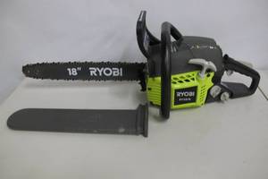 lot 69 image: Ryobi-18 in. 38cc 2-Cycle Gas Chainsaw with Heavy Duty Case.