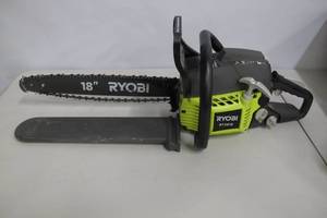 lot 71 image: Ryobi-18 in. 38cc 2-Cycle Gas Chainsaw with Heavy Duty Case.