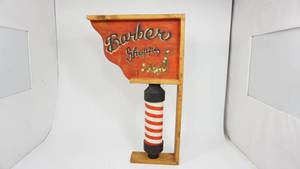 lot 21 image: Handmade Decorative Wood Barber Shoppe Decor