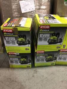 Pallet with Ryobi backpack  Blowers various conditions open box customer returns see pictures