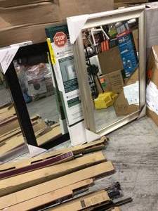 Pallet with assorted mirrors different sizes and styles see pictures