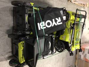 Pallet with Ryobi Lawnmowers see pictures customer returns