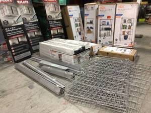 Pallet with assorted shelving units various models and conditions see pictures