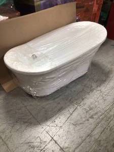 Schon Aiden 34.25 in. W x 71 in. L Gloss White Acrylic Flatbottom Non-Whirpool Bathtub see pictures