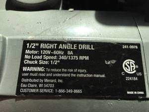 lot 114 image: Performax Heavy Duty 12 Inch Right Angle Drill