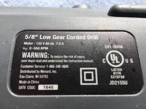 lot 118 image: Performax 58th Inch Low Gear Electric Drill