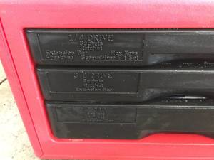 lot 131 image: Craftsman 3 Drawer Tool Box Full of Sockets