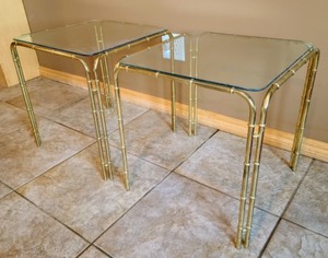 lot 23 image: Pair of Glass Topped Accent Tables