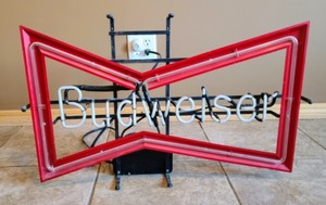 lot 28 image: Budweiser Beer Neon Sign