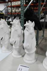 Lot of (2) Ceramic Horse Statue Table Dcor 23 White