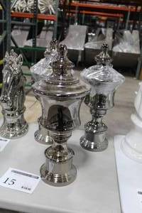 Lot of (3) Ceramic Vase Table Dcor 20 Silver