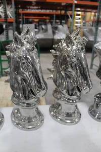 Lot of (2) Ceramic Horse Statue Table Dcor 18 Silver