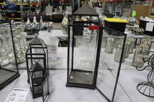 Pottery Barn Malta Hanging Metal Lantern with Glass Sides 3-Piece Set Bronze - 291812