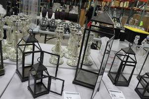 Pottery Barn Malta Hanging Metal Lantern with Glass Sides 3-Piece Set Bronze - 291812