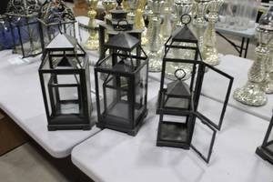 Pottery Barn Malta Hanging Metal Lantern with Glass Sides 6-Piece Set Bronze