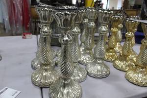 Lot of (10) Glass Candleholders 17-12 Silver