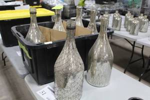 Lot of (6) Decorative Bottle Vase Table Decor 20 Silver