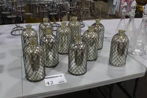 Lot of (10) Decorative Glass Bottle Vase with Netting Table Decor 11