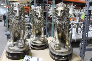 Lot of (3) Lion Statue Table Dcor 13-12